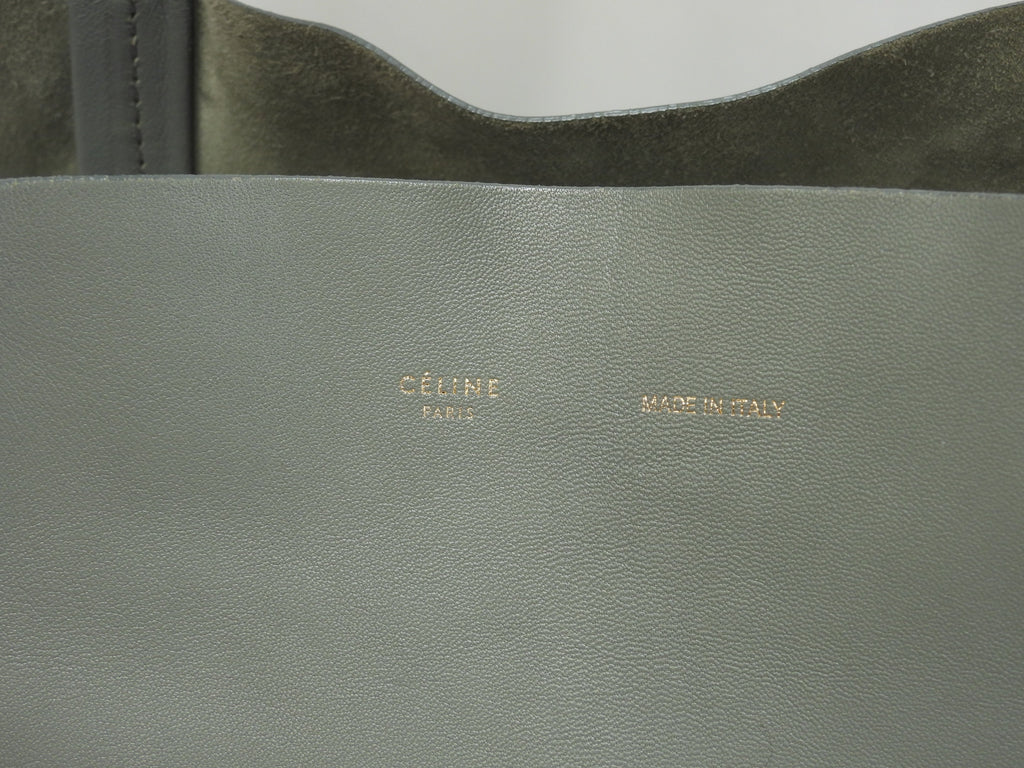 Celine Cabas Horizontal borsa tote a tracolla grande in pelle verde chiaro @S-PA-0182