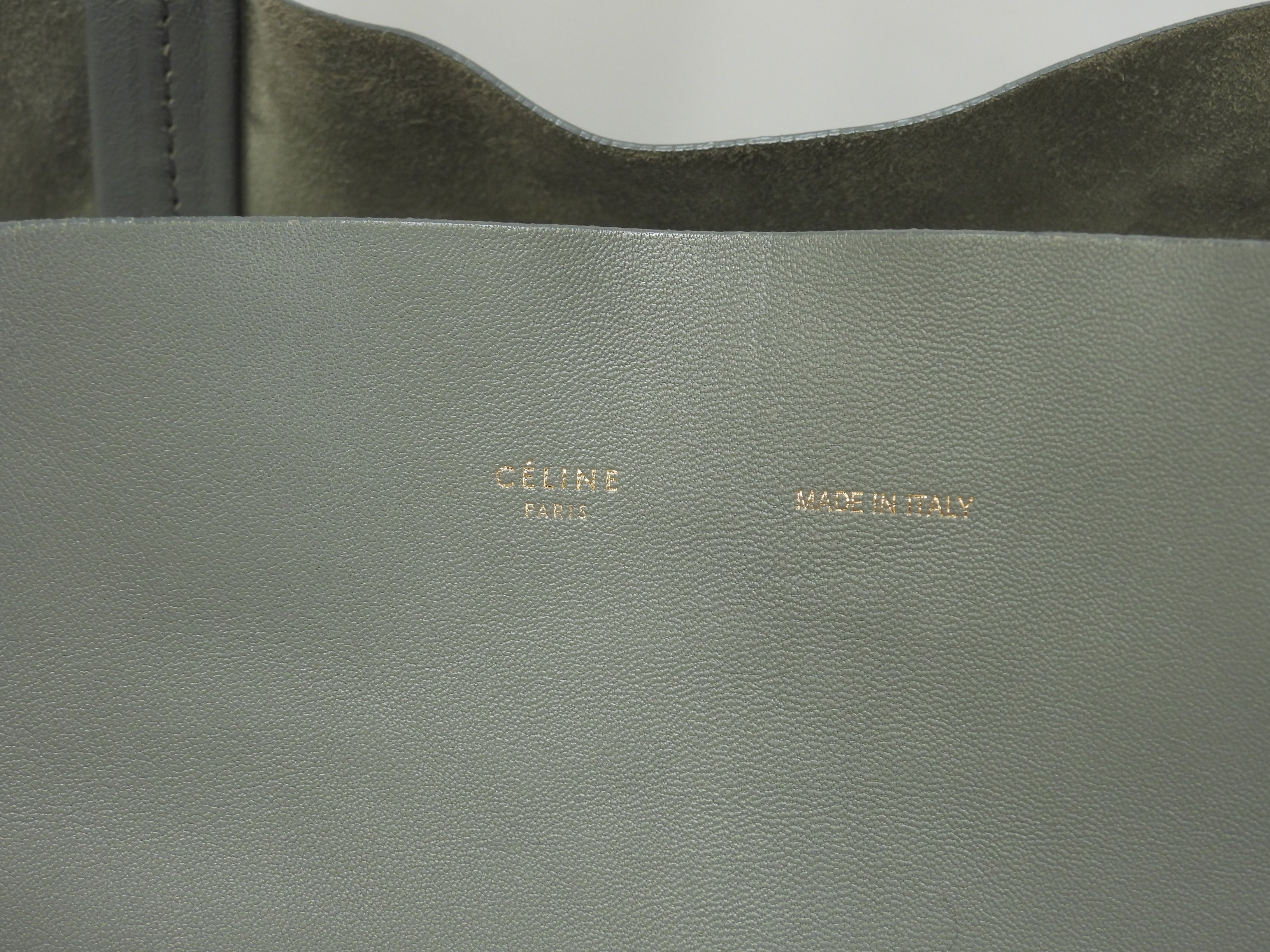 Celine Cabas Horizontal borsa tote a tracolla grande in pelle verde chiaro @S-PA-0182