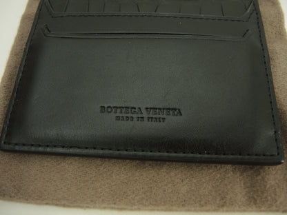 Bottega Veneta Portacarte sottile in pelle di vitello/coccodrillo opaco nero Porta biglietti da visita @P00806519C