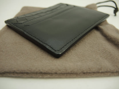 Bottega Veneta Portacarte sottile in pelle di vitello/coccodrillo opaco nero Porta biglietti da visita @P00806519C