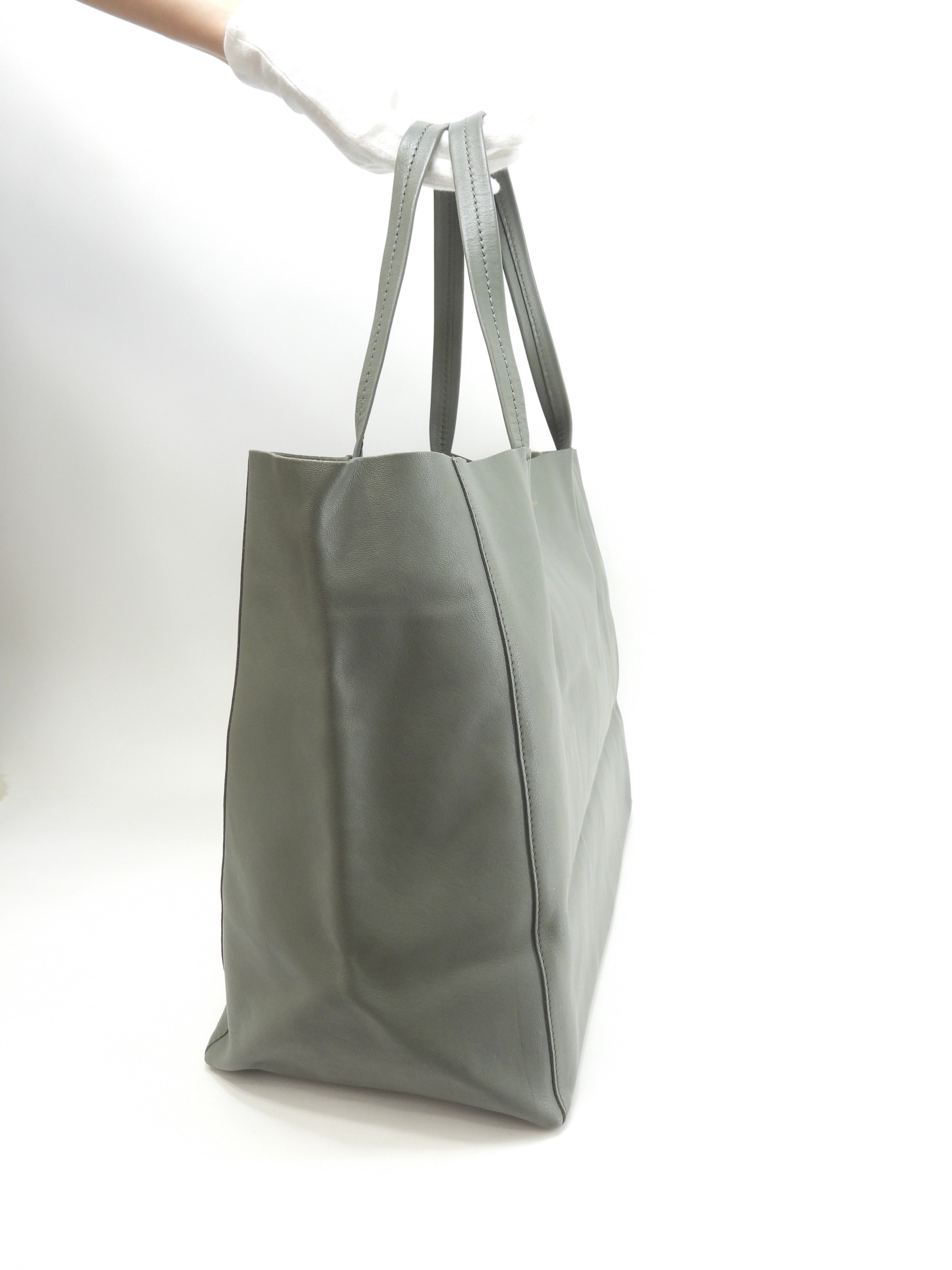 Celine Cabas Horizontal borsa tote a tracolla grande in pelle verde chiaro @S-PA-0182