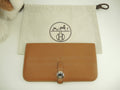 Hermes Dogon Long Togo Gold metalleria argento portafoglio lungo a 2 ante@T 3
