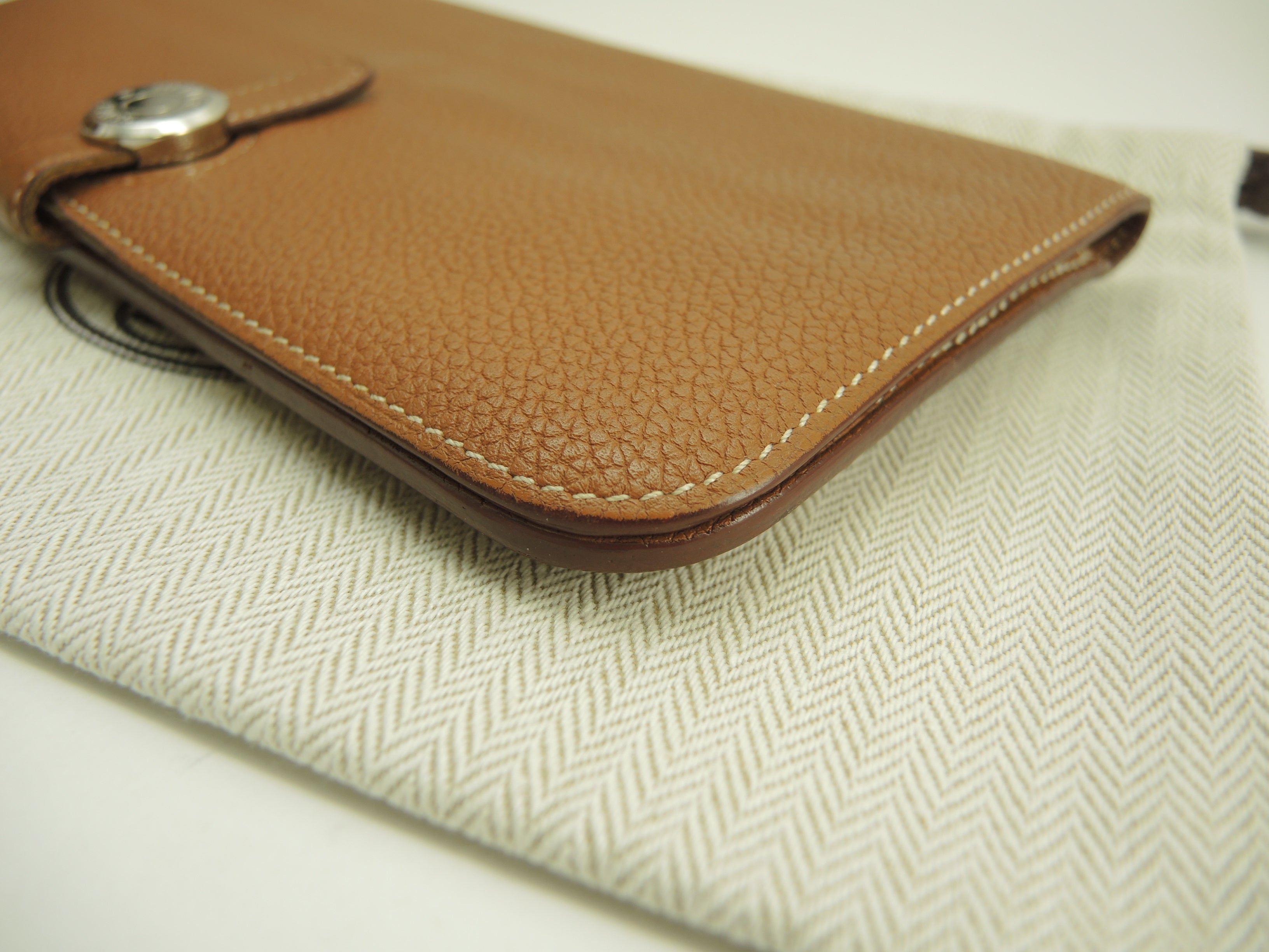 Hermes Dogon Long Togo Gold metalleria argento portafoglio lungo a 2 ante@T 3