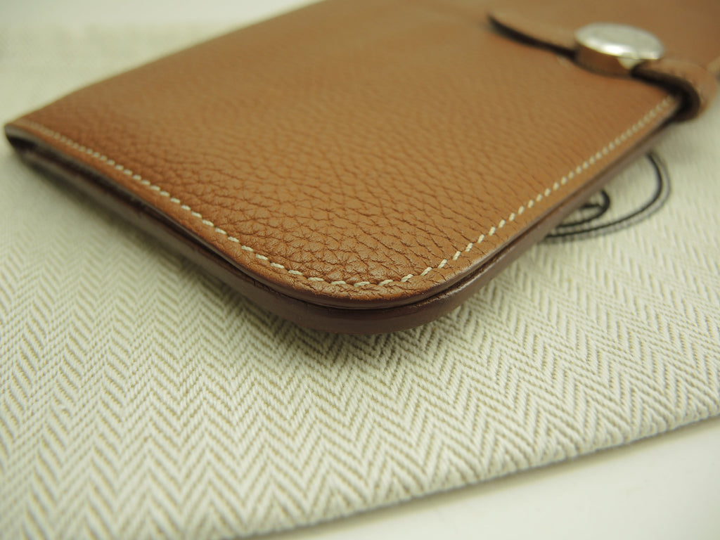Hermes Dogon Long Togo Gold metalleria argento portafoglio lungo a 2 ante@T 3