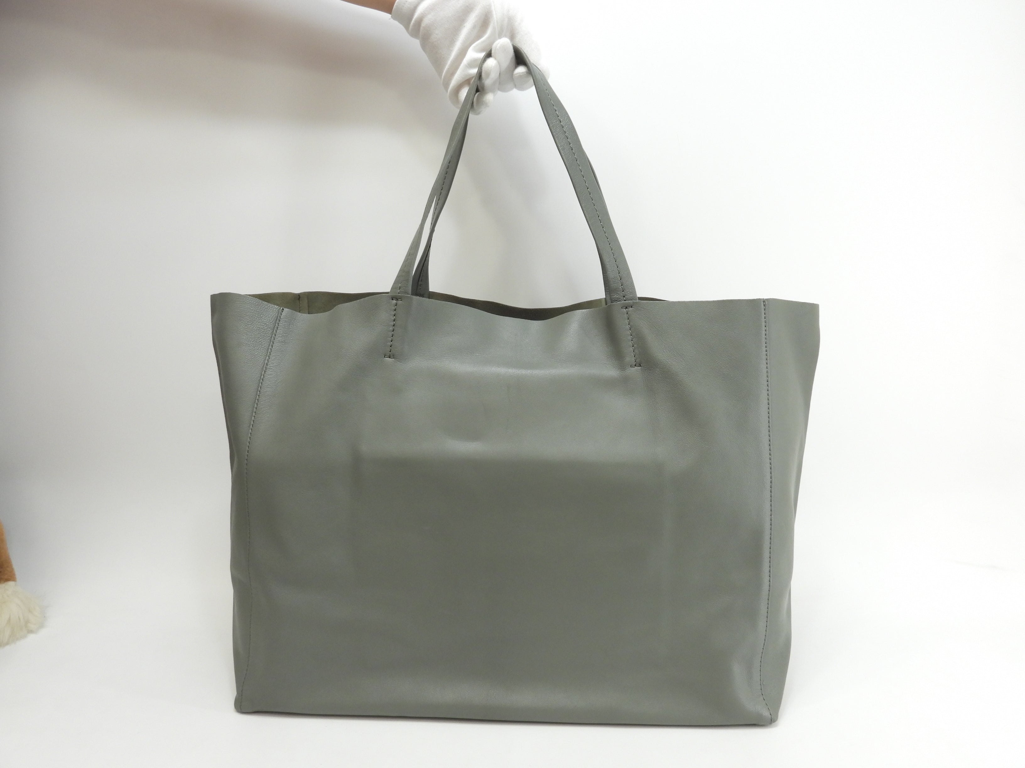 Celine Cabas Horizontal borsa tote a tracolla grande in pelle verde chiaro @S-PA-0182