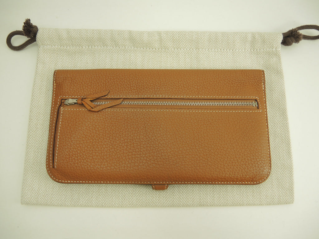 Hermes Dogon Long Togo Gold metalleria argento portafoglio lungo a 2 ante@T 3