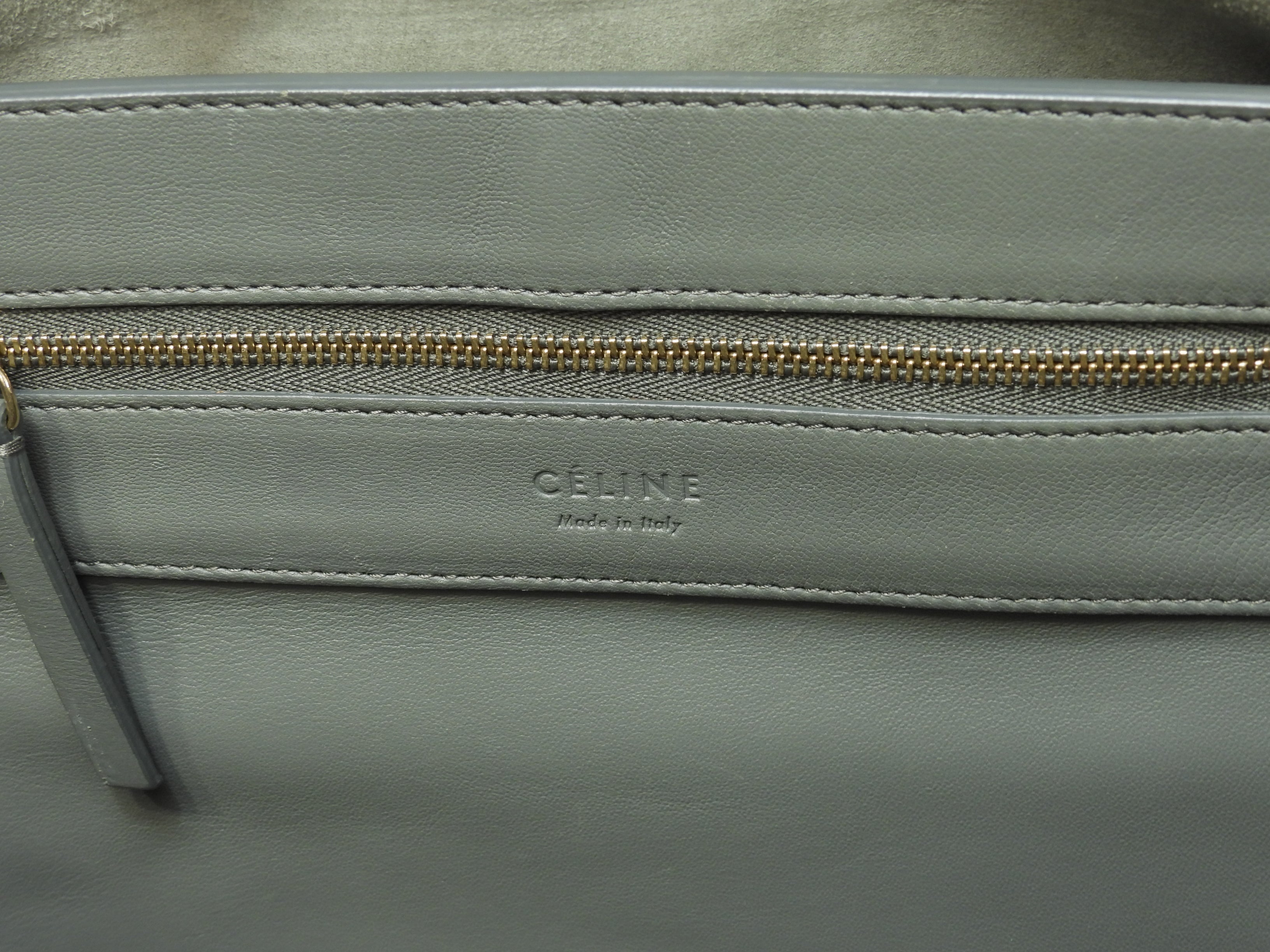 Celine Cabas Horizontal borsa tote a tracolla grande in pelle verde chiaro @S-PA-0182