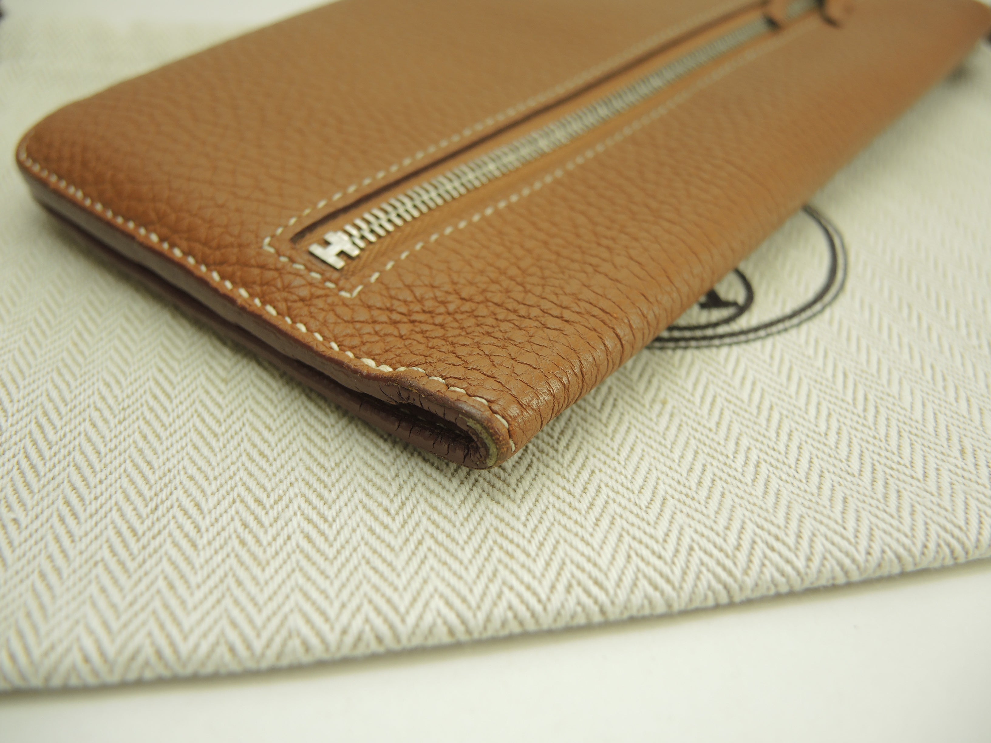 Hermes Dogon Long Togo Gold metalleria argento portafoglio lungo a 2 ante@T 3