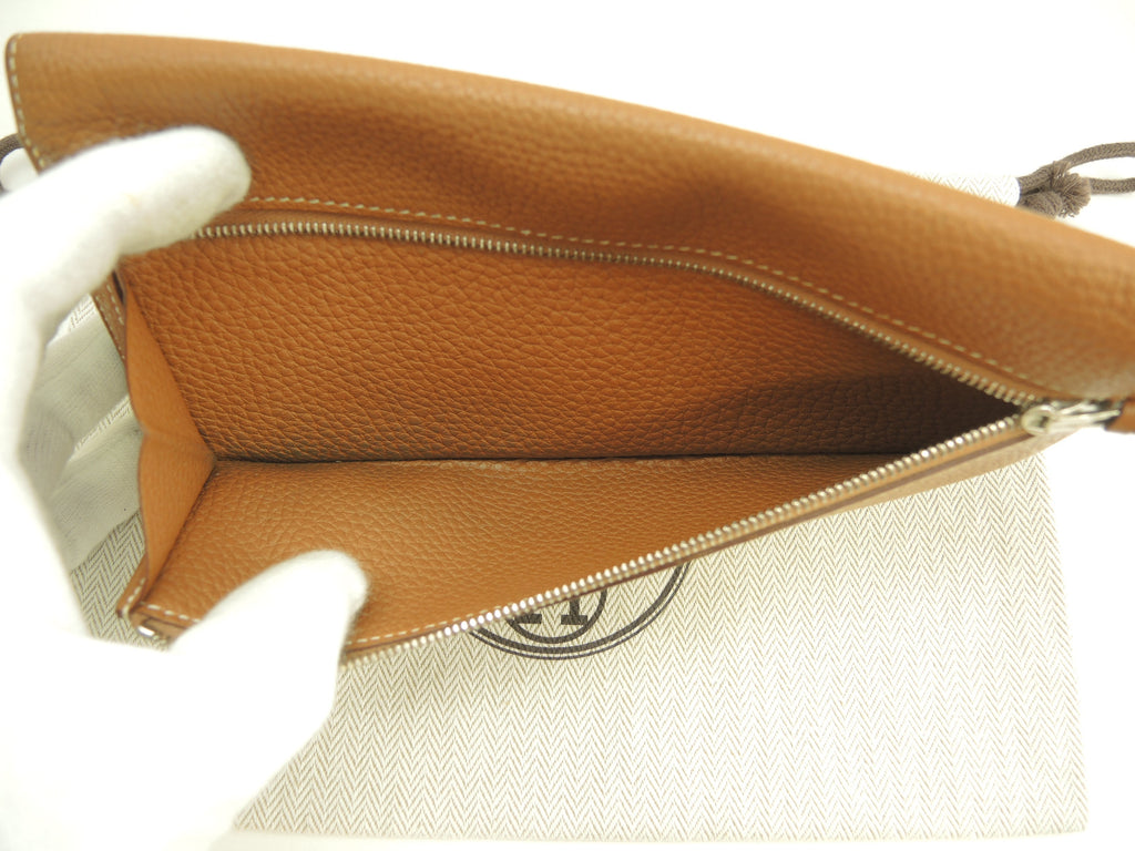 Hermes Dogon Long Togo Gold metalleria argento portafoglio lungo a 2 ante@T 3