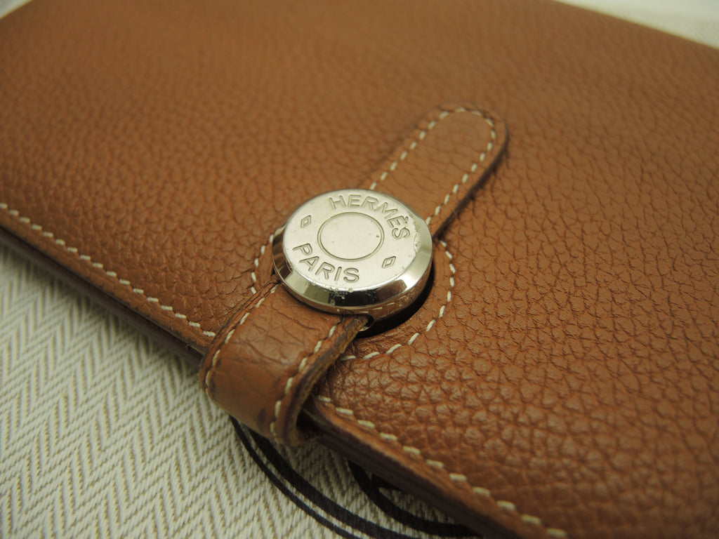 Hermes Dogon Long Togo Gold metalleria argento portafoglio lungo a 2 ante@T 3