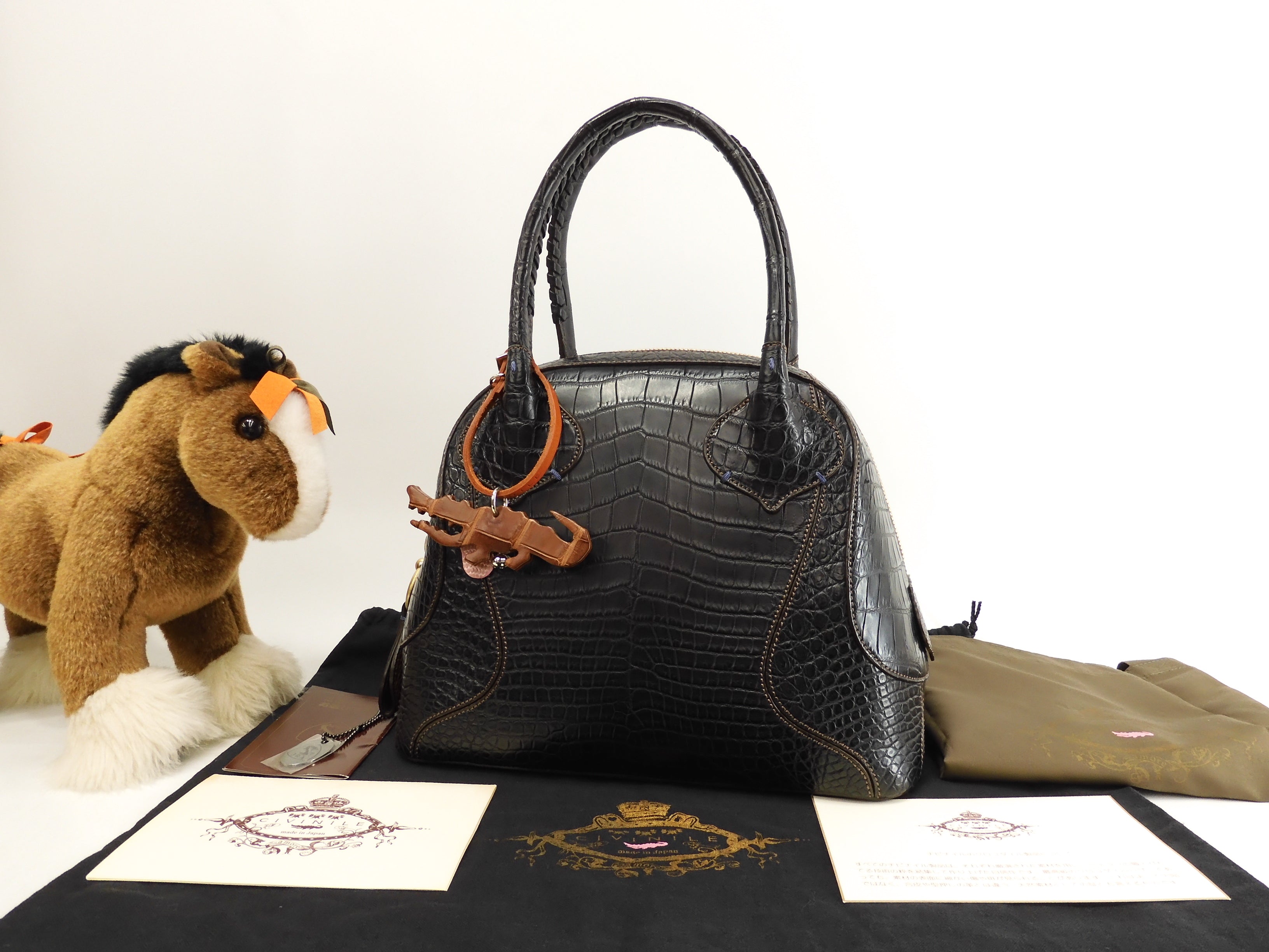 Chibinile borsa Beagle coccodrillo nero tote bag popolare inutilizzata @ 1