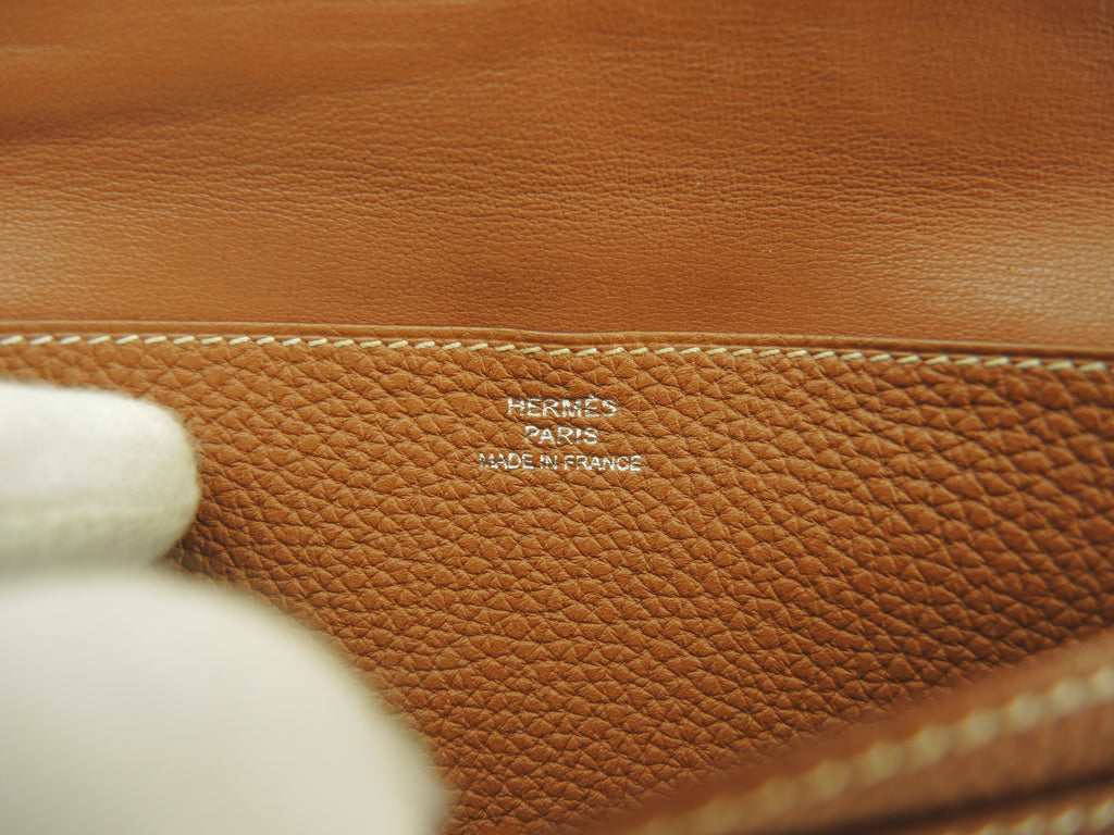 Hermes Dogon Long Togo Gold metalleria argento portafoglio lungo a 2 ante@T 3