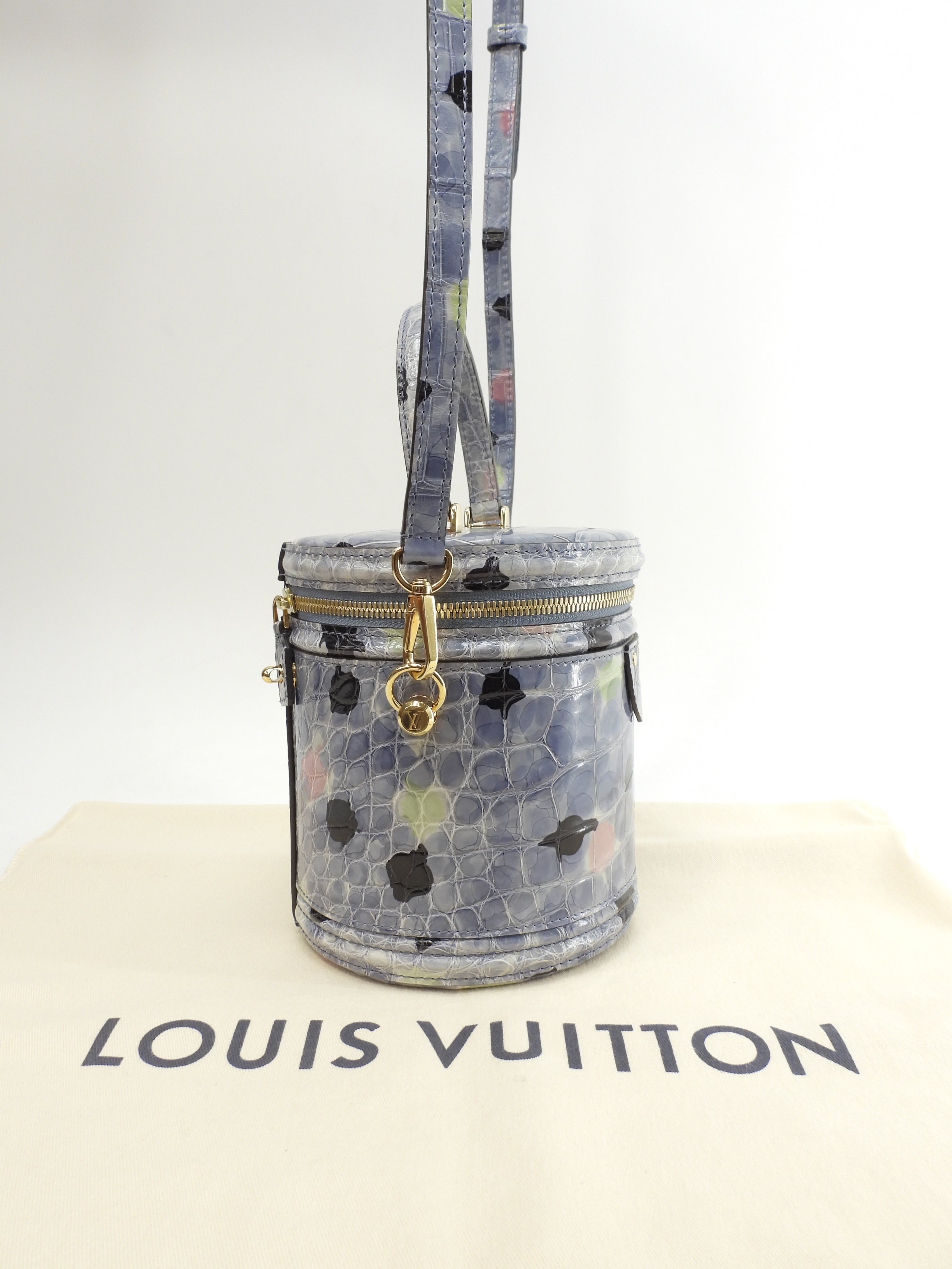 Louis Vuitton Cannes alligatore celeste borsa a mano con tracolla@PL0290