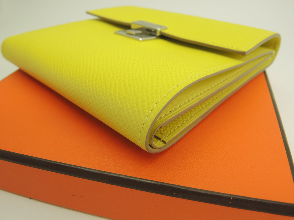 Hermes Clic 12 Epsom Lime Portafoglio Compatto Piccolo Nuovo@D 17