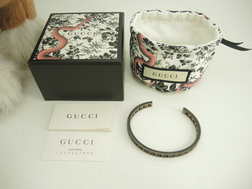Gucci Bracciale Rigido GG Argento SV925 Braccialetto Vintage Sottile @ 16