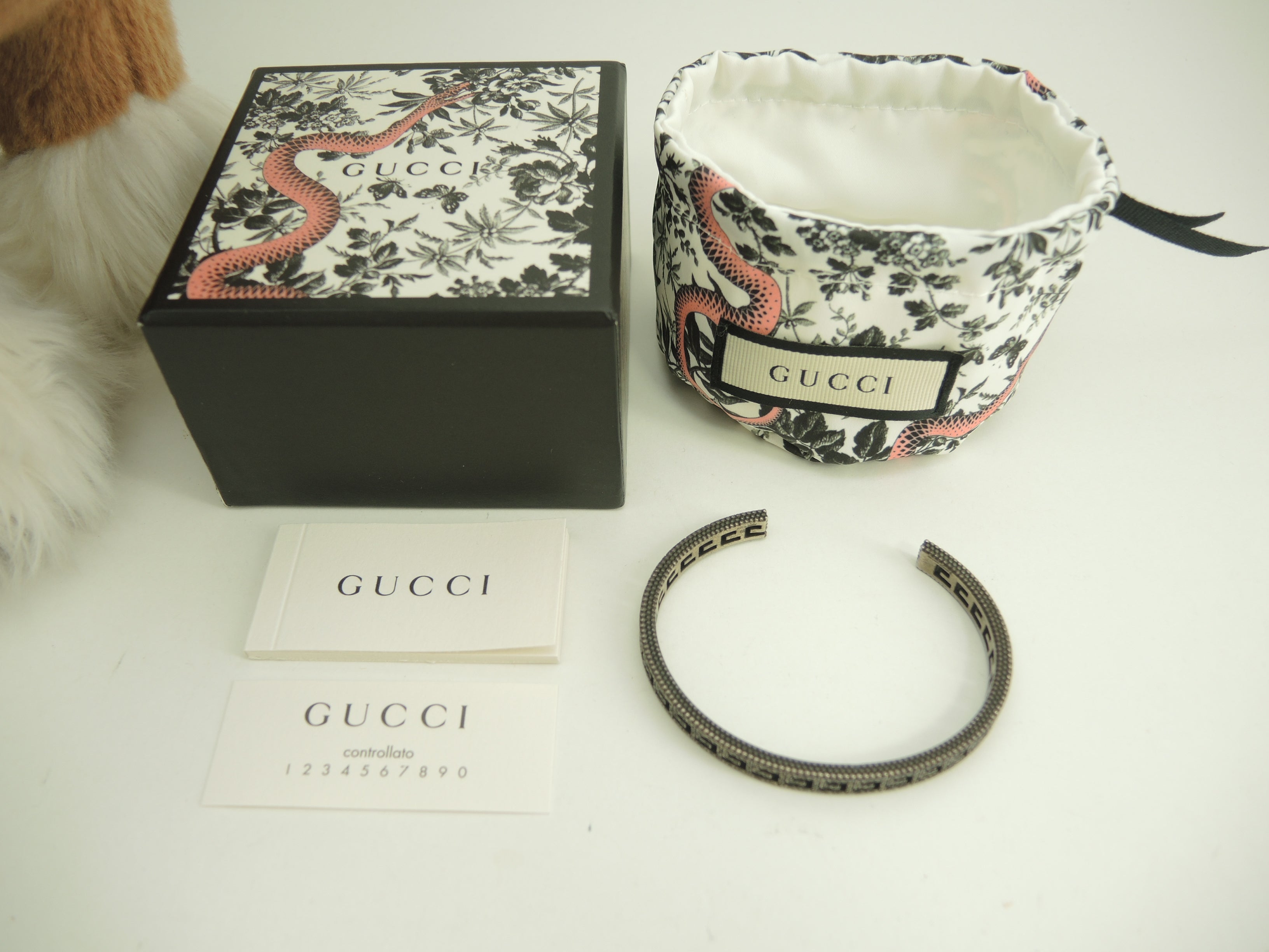 Gucci Bracciale Rigido GG Argento SV925 Braccialetto Vintage Sottile @ 16