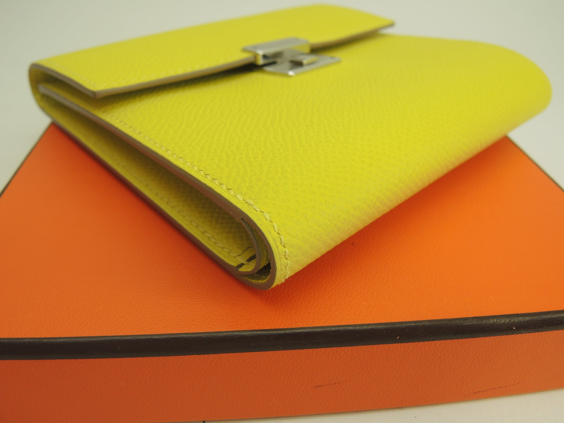 Hermes Clic 12 Epsom Lime Portafoglio Compatto Piccolo Nuovo@D 17
