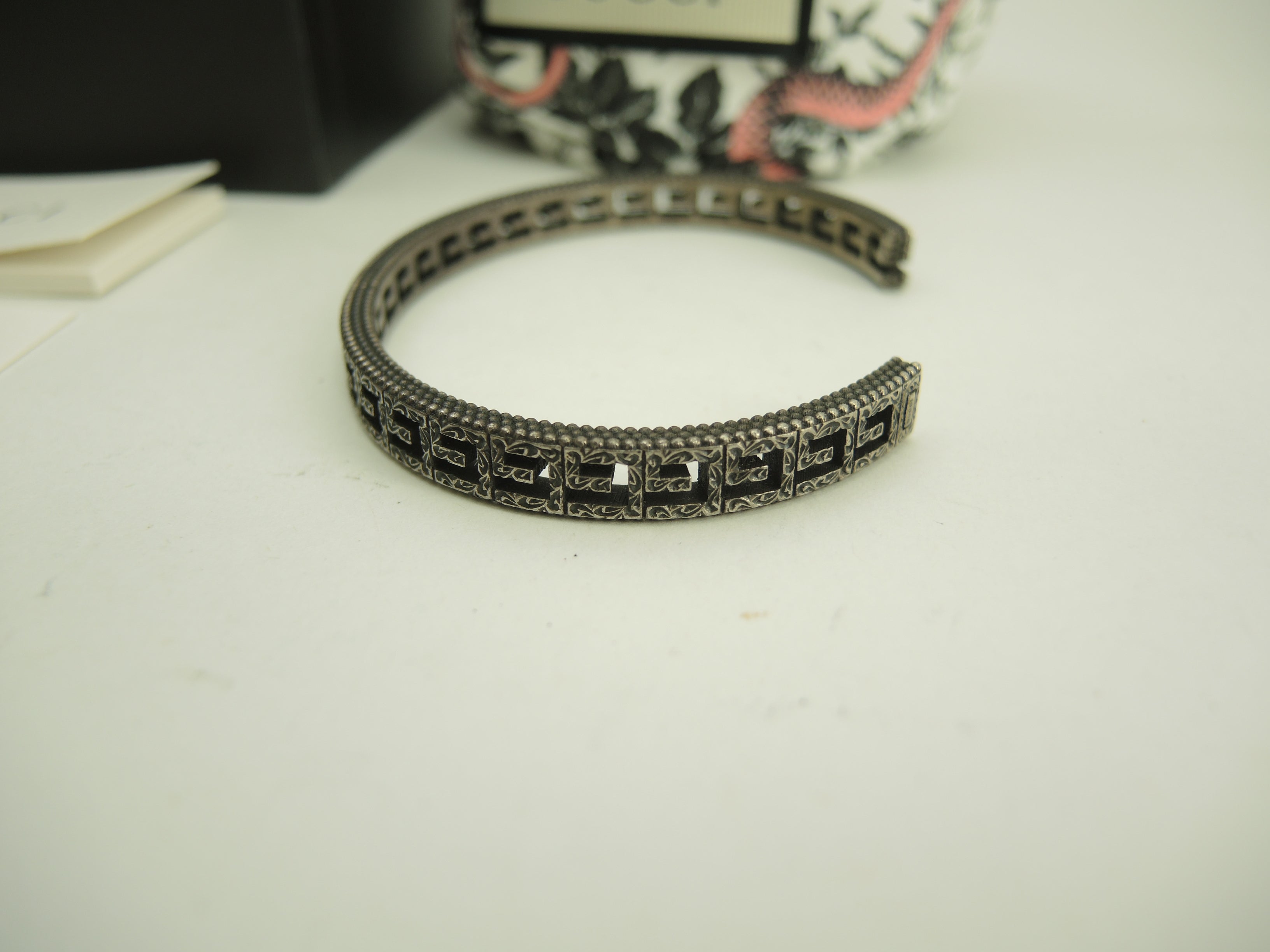 Gucci Bracciale Rigido GG Argento SV925 Braccialetto Vintage Sottile @ 16