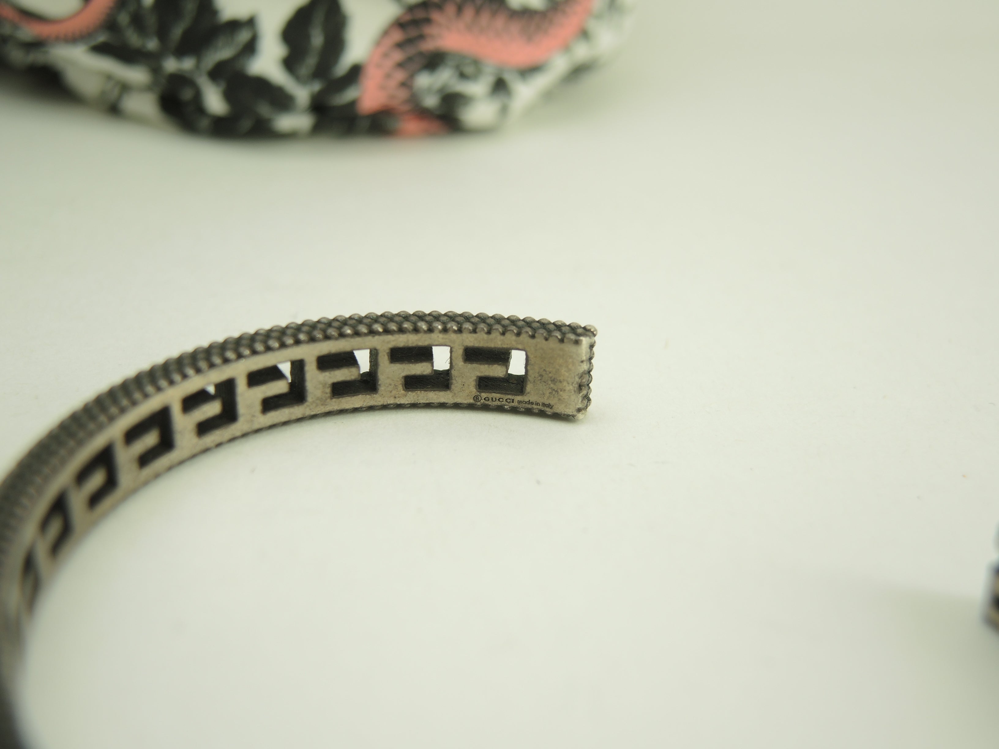 Gucci Bracciale Rigido GG Argento SV925 Braccialetto Vintage Sottile @ 16