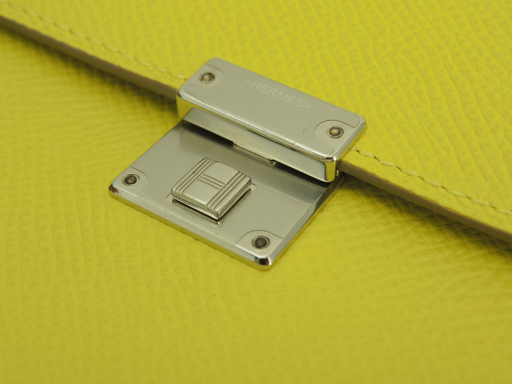 Hermes Clic 12 Epsom Lime Portafoglio Compatto Piccolo Nuovo@D 17