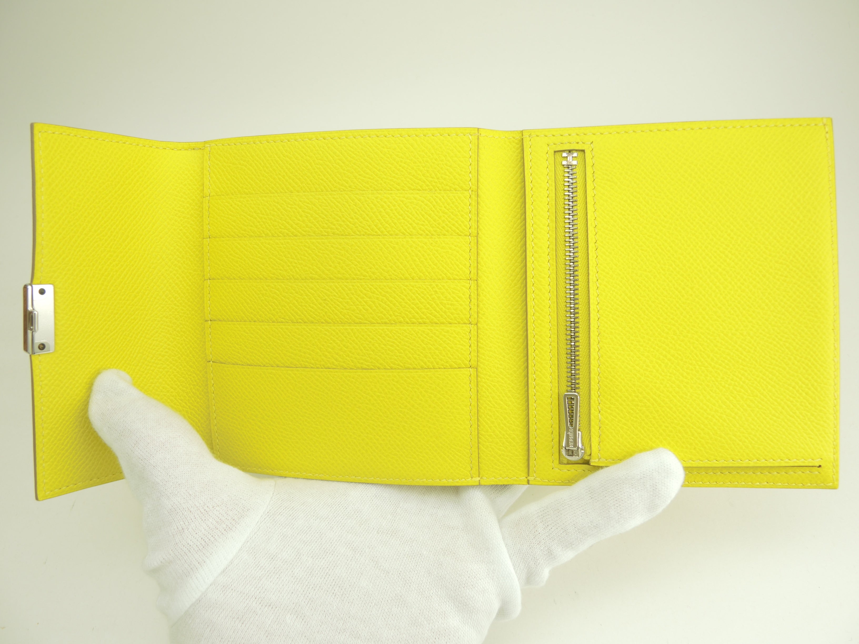 Hermes Clic 12 Epsom Lime Portafoglio Compatto Piccolo Nuovo@D 17