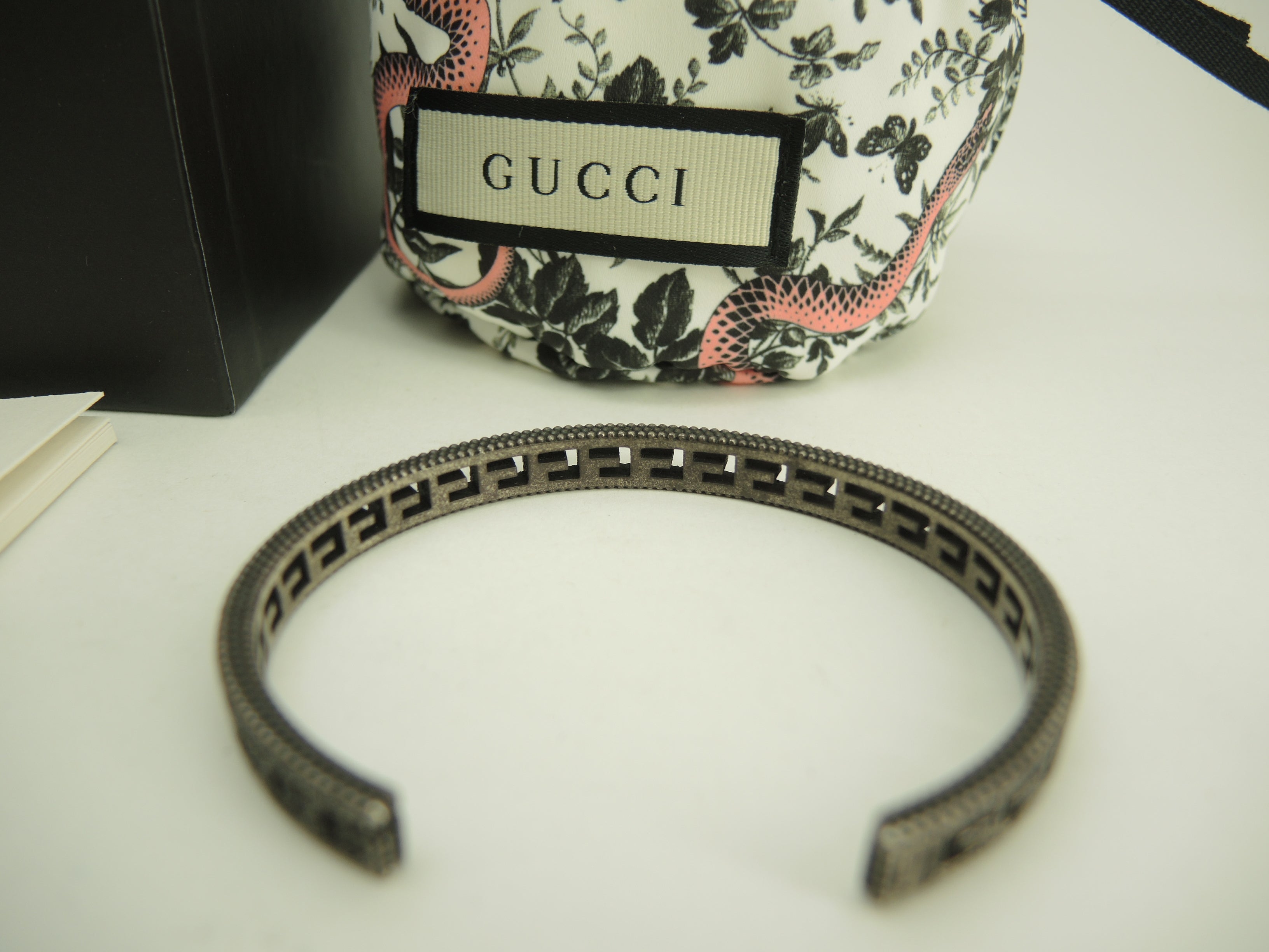 Gucci Bracciale Rigido GG Argento SV925 Braccialetto Vintage Sottile @ 16