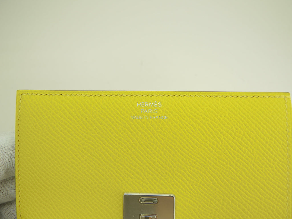 Hermes Clic 12 Epsom Lime Portafoglio Compatto Piccolo Nuovo@D 17