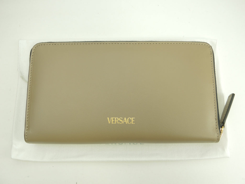 Versace Portafoglio lungo Medusa in pelle grigia con cerniera perimetrale nuovo@ 12