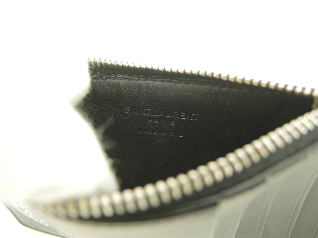 Portamonete Saint Laurent con scomparto per carte di credito YSL in pelle nera con teschio@ 79