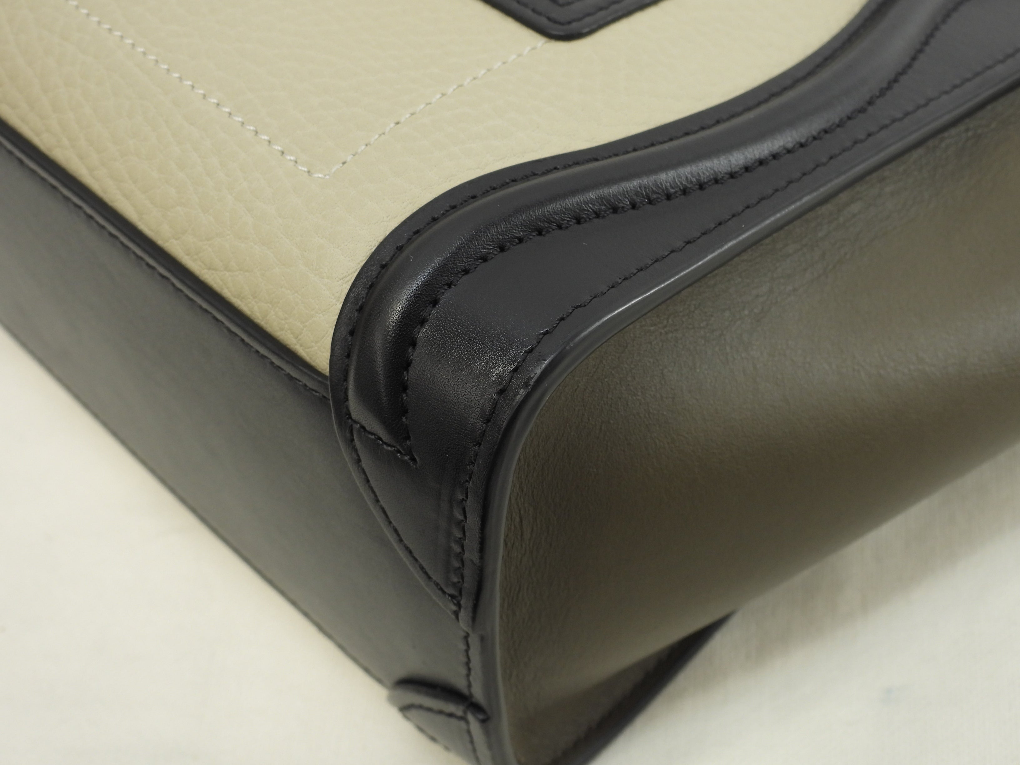 Celine Luggage Nano in pelle tortora, nero, kaki, pochette, mini borsa a mano, borsa a tracolla @ 342