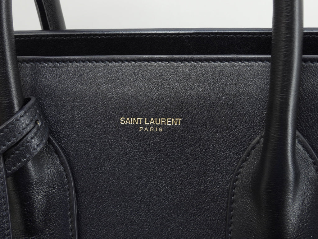 サンローラン サックドジュール YSL レザー濃紺 トートバッグ ハンドバッグ 美品@ 90