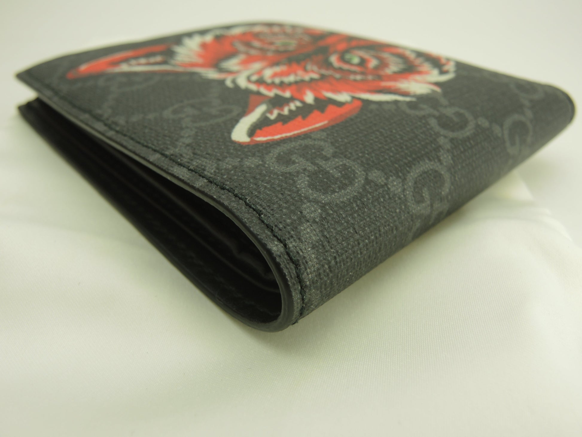 グッチ 2折財布 ウルフ GG黒 メンズ コンパクトウォレット 美品@ 3