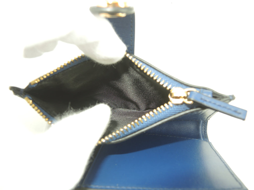 Versace Portafoglio compatto Medusa in pelle blu Nuovo con scatola @ 3