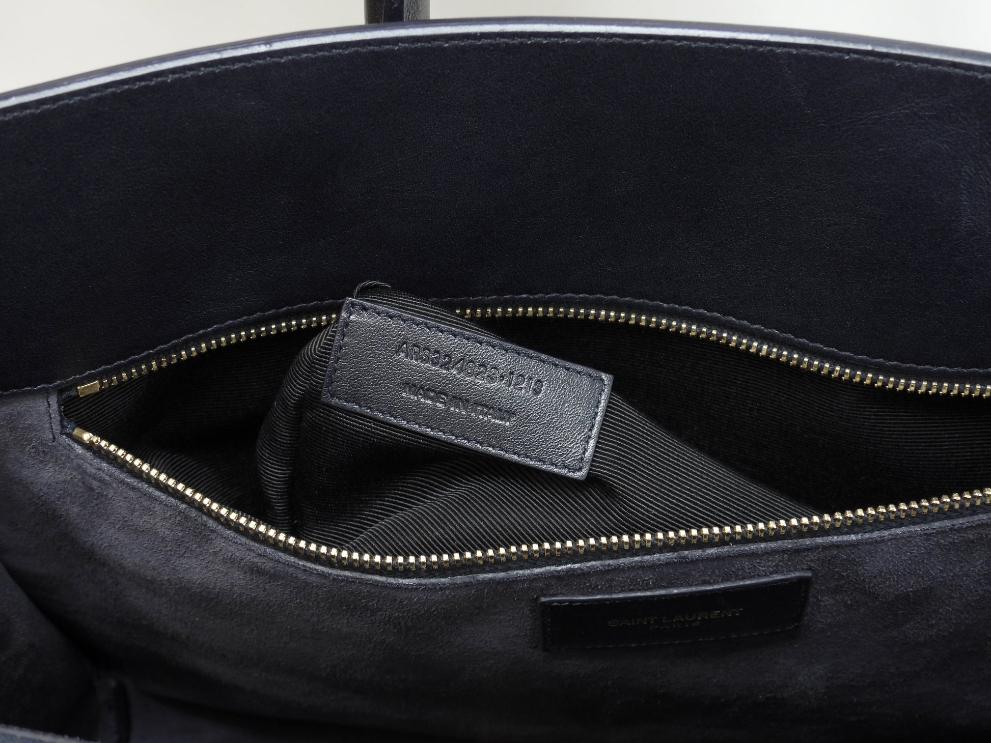 サンローラン サックドジュール YSL レザー濃紺 トートバッグ ハンドバッグ 美品@ 90