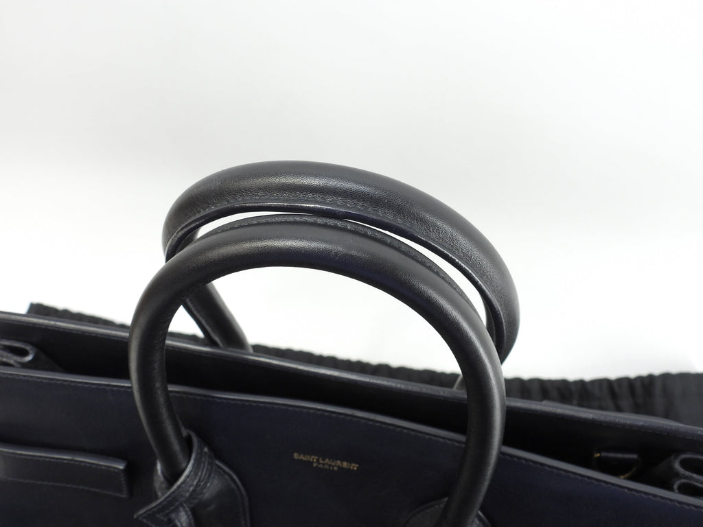 サンローラン サックドジュール YSL レザー濃紺 トートバッグ ハンドバッグ 美品@ 90