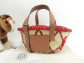 Loewe borsa Basket piccola Animal naturale/Tan rossa a mano borsa di paglia mai usata@412018