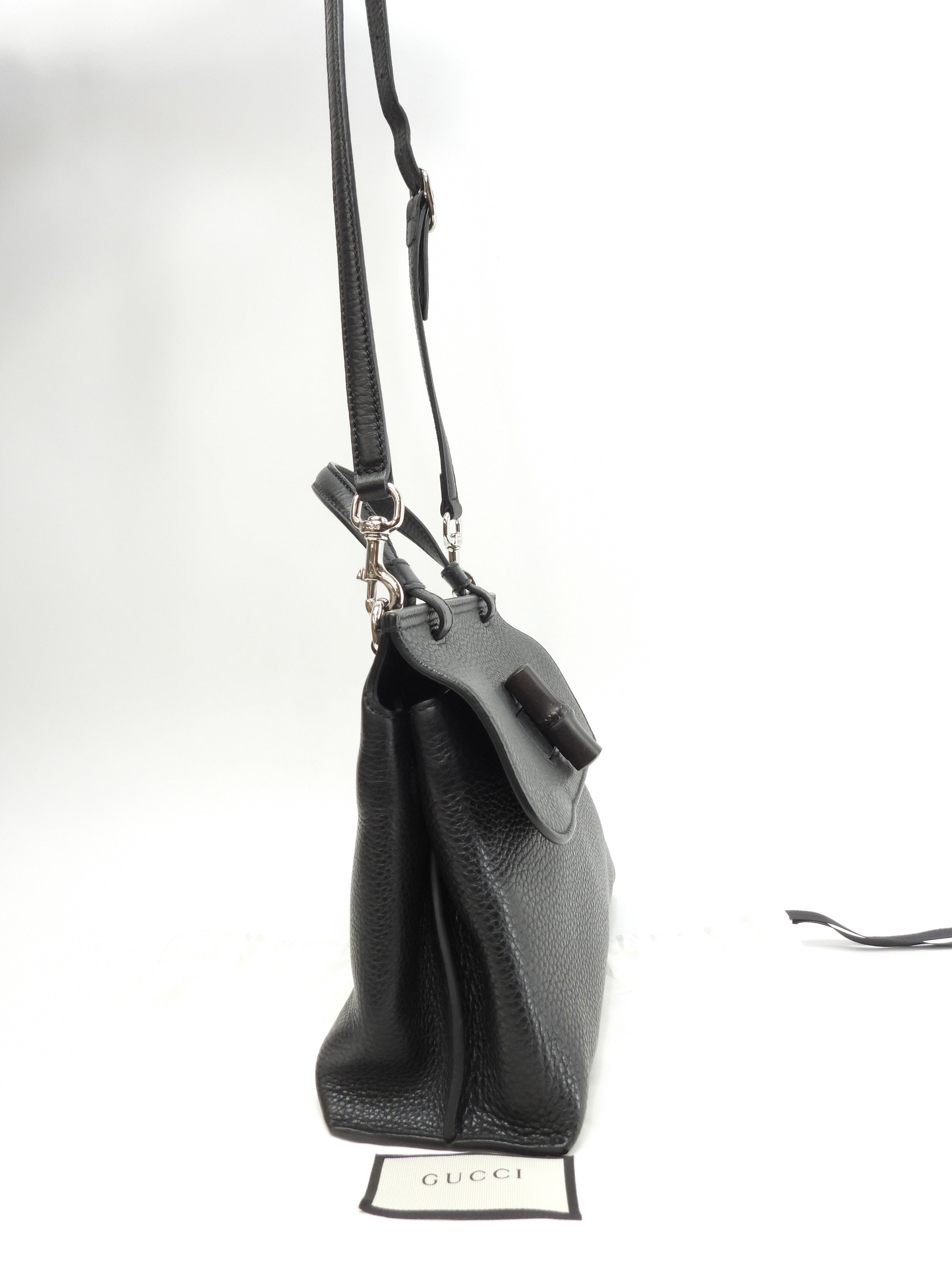 Gucci Daily PM Bambù pelle nera borsa a mano con tracolla staccabile, pochette, a spalla (indossabile anche a tracolla), pari al nuovo @ 15