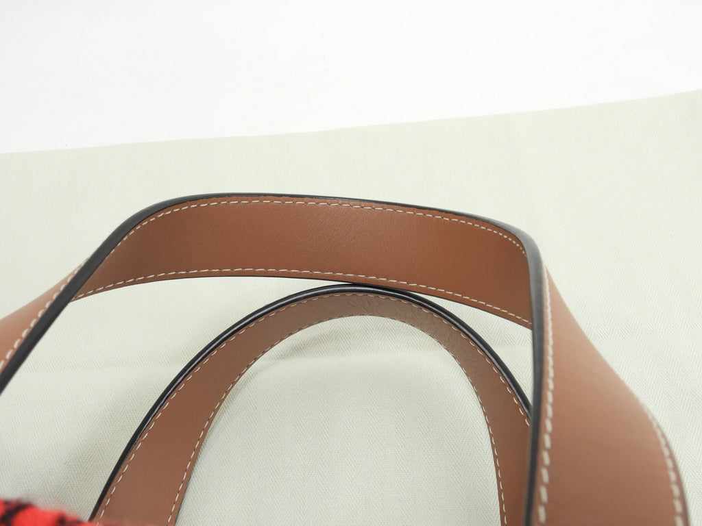 Loewe borsa Basket piccola Animal naturale/Tan rossa a mano borsa di paglia mai usata@412018