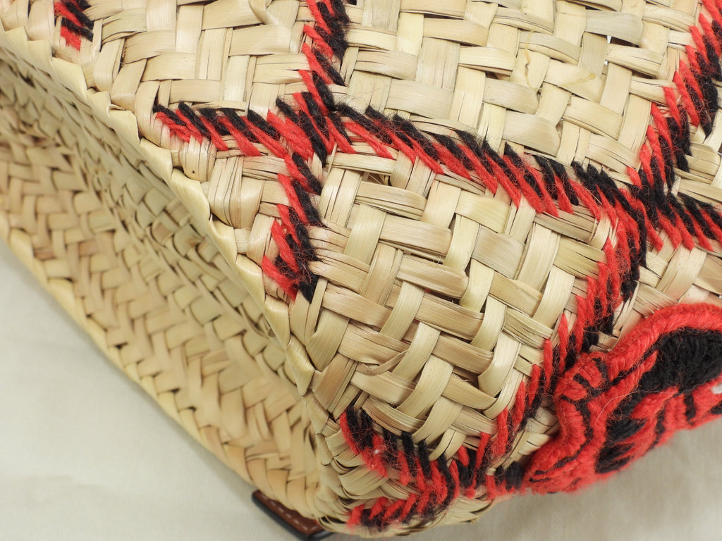 Loewe borsa Basket piccola Animal naturale/Tan rossa a mano borsa di paglia mai usata@412018