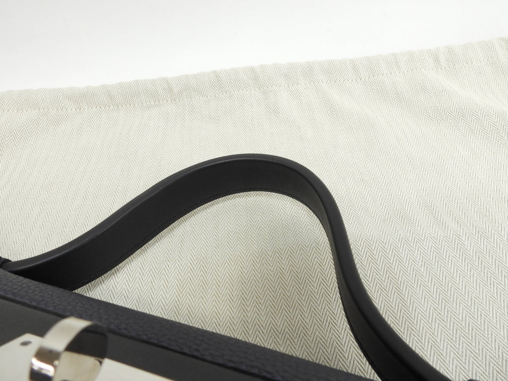 Hermès Sac à Dépêches 35 Togo Blu Notte Borsa a mano hardware argento condizioni eccellenti@C 2