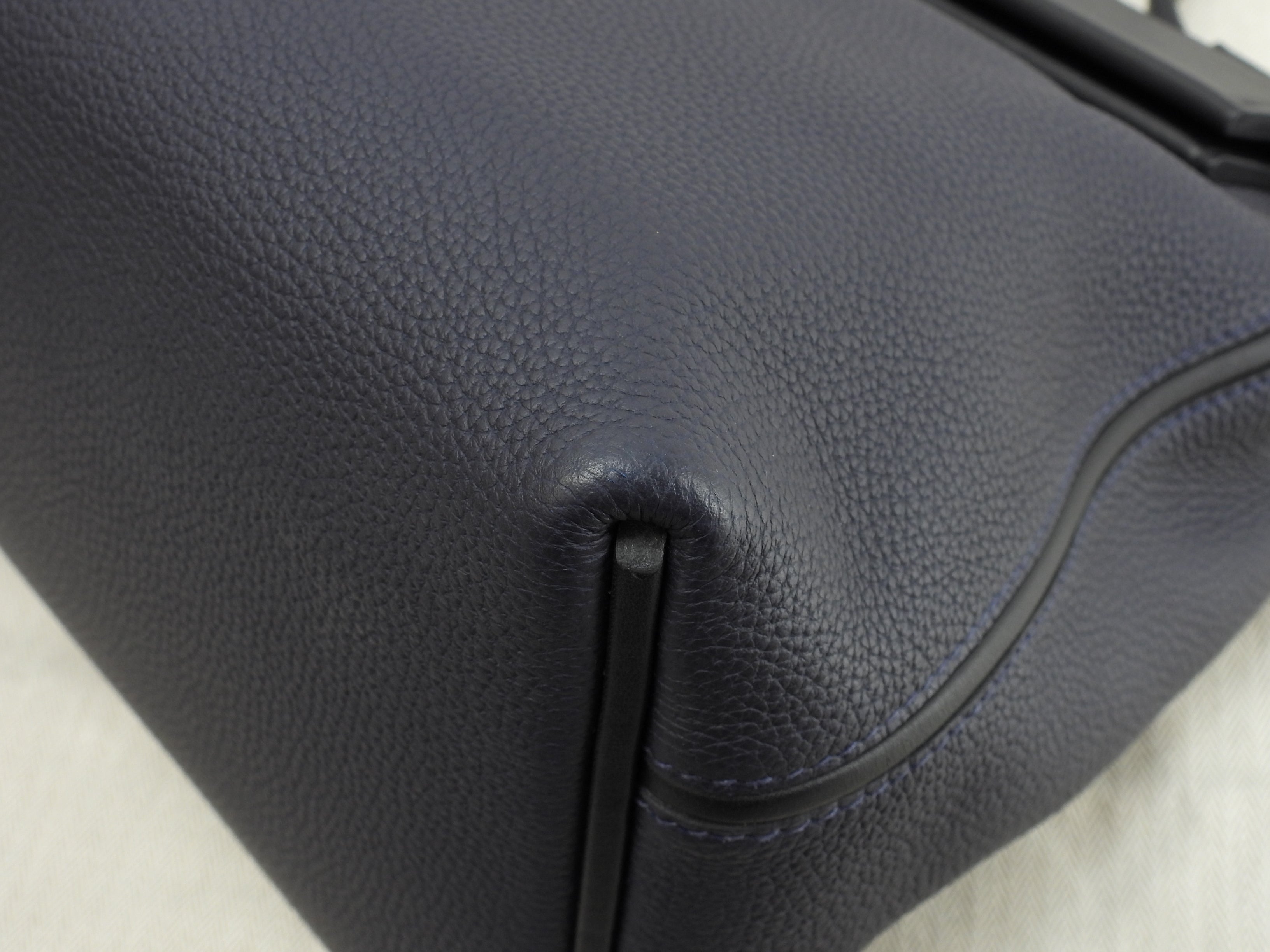Hermès Sac à Dépêches 35 Togo Blu Notte Borsa a mano hardware argento condizioni eccellenti@C 2