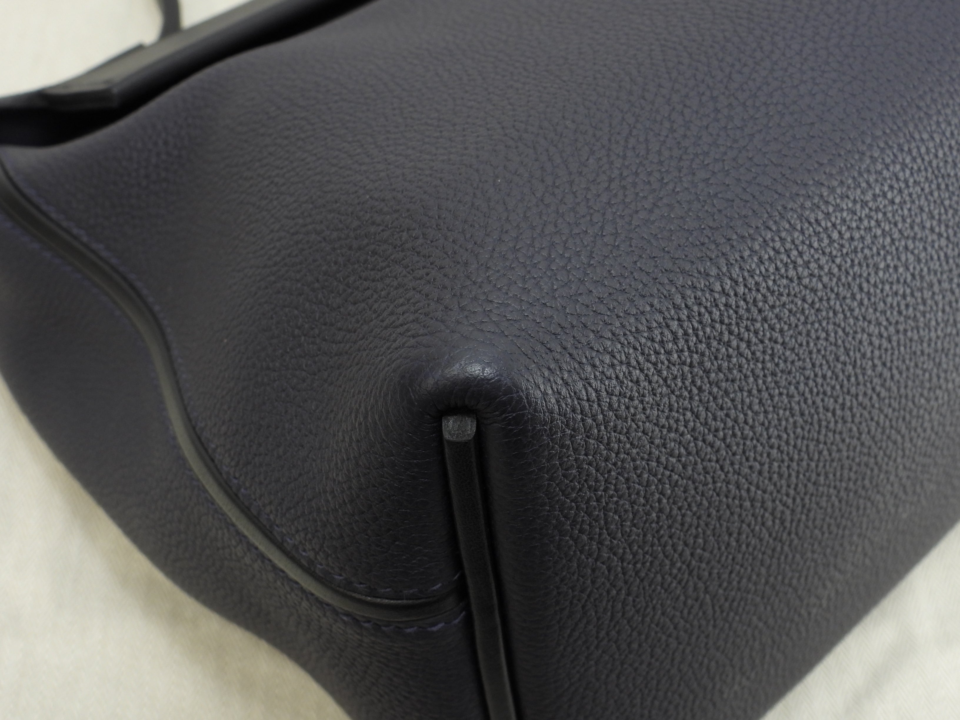 Hermès Sac à Dépêches 35 Togo Blu Notte Borsa a mano hardware argento condizioni eccellenti@C 2