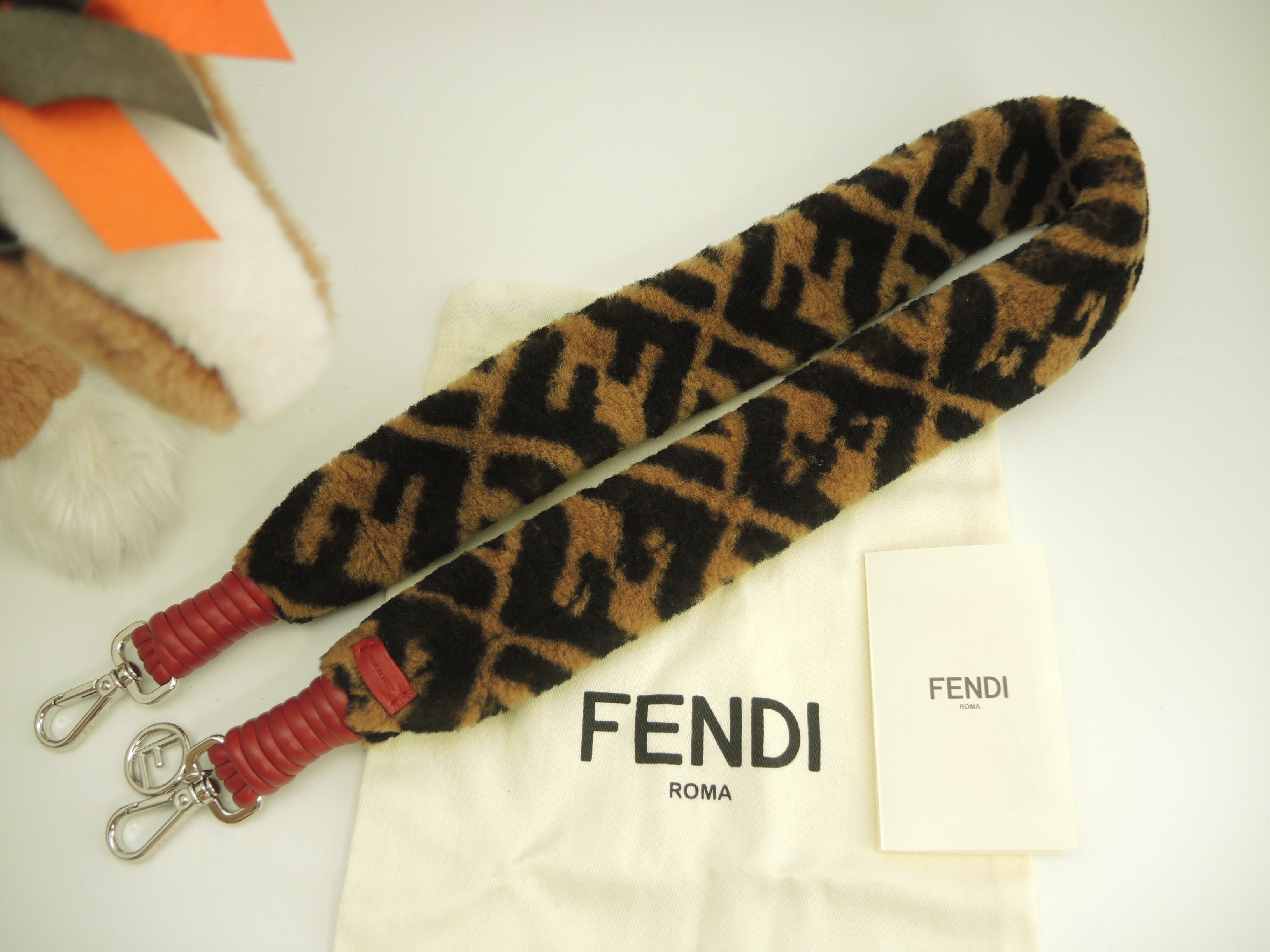 Fendi tracolla lunga motivo FF montone marrone nero spessa ottime condizioni@ 21