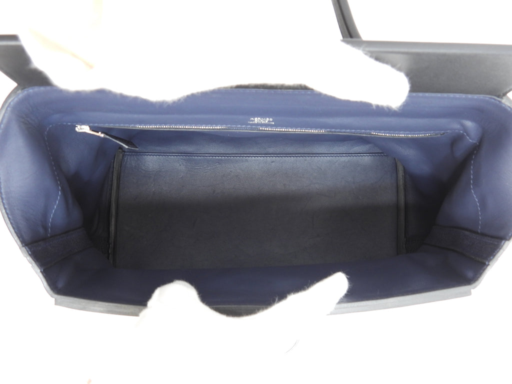 Hermès Sac à Dépêches 35 Togo Blu Notte Borsa a mano hardware argento condizioni eccellenti@C 2