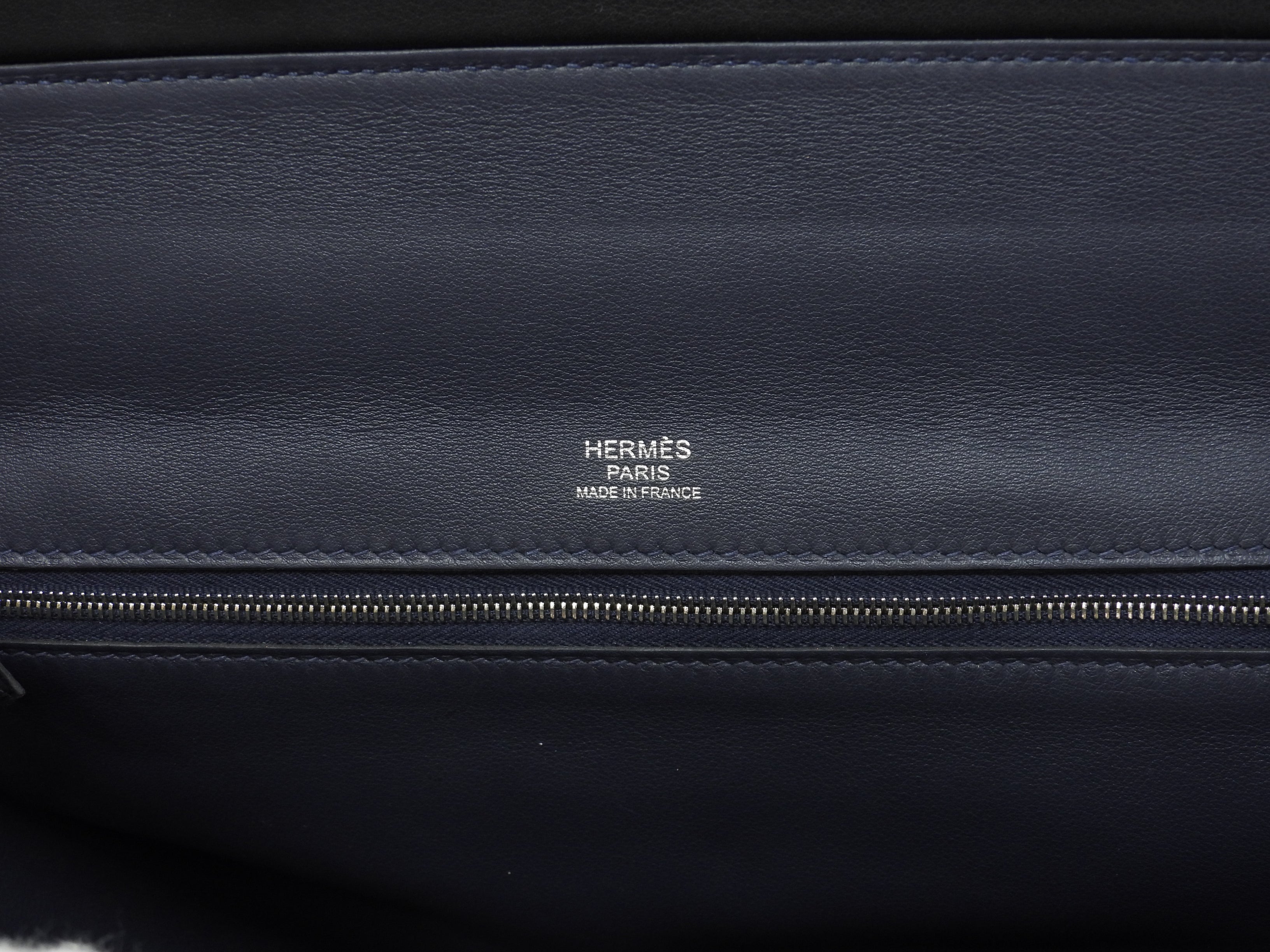 Hermès Sac à Dépêches 35 Togo Blu Notte Borsa a mano hardware argento condizioni eccellenti@C 2