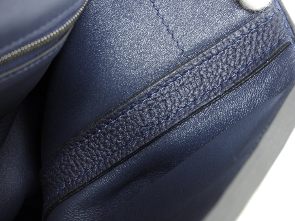 Hermès Sac à Dépêches 35 Togo Blu Notte Borsa a mano hardware argento condizioni eccellenti@C 2