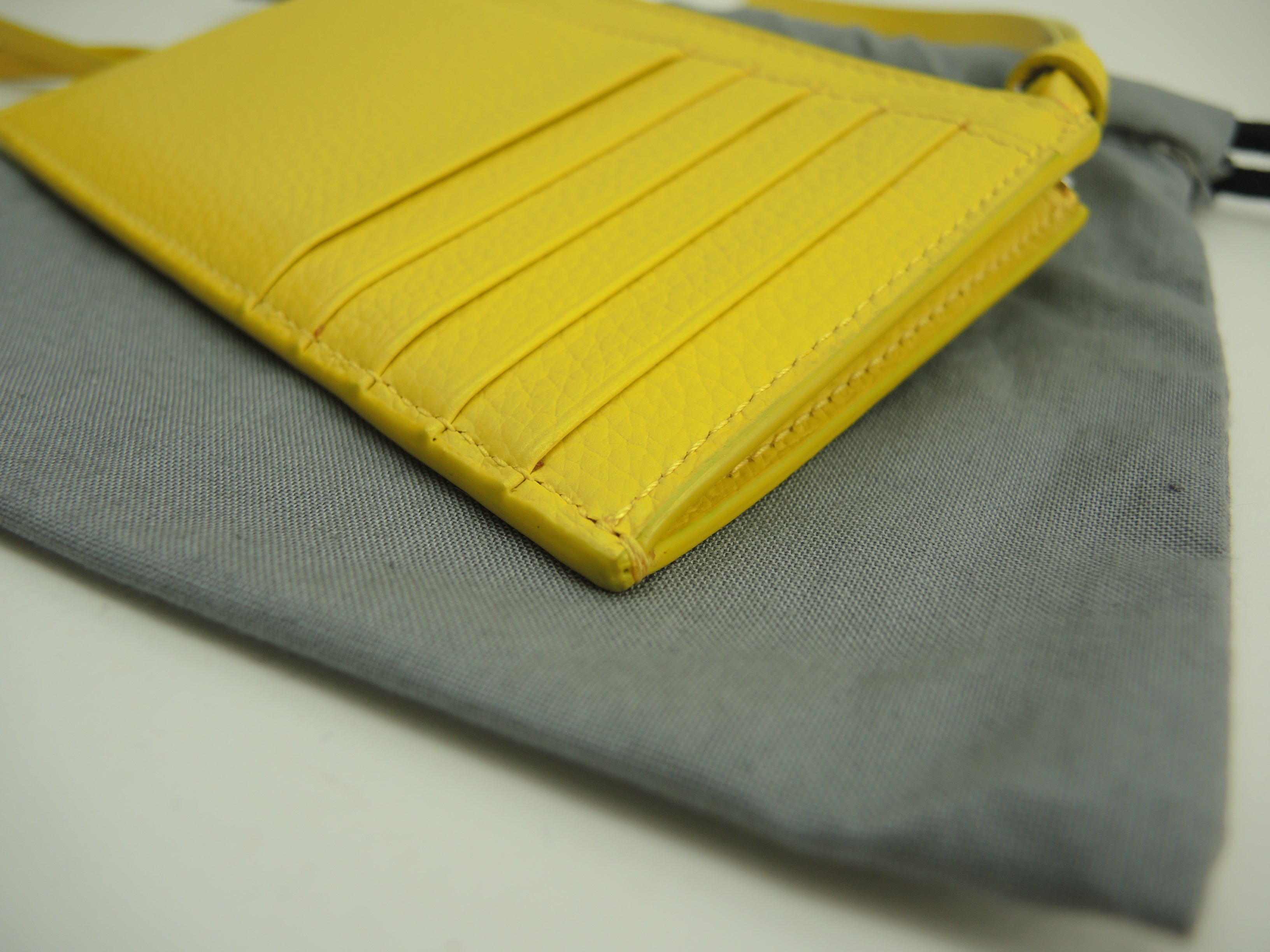 Balenciaga portamonete con tasche per carte Neo Classic in pelle gialla, portafoglio mini, condizioni eccellenti@ 1