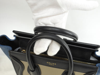 Celine Luggage Nano in pelle grigio nero blu borsa pochette mini a tracolla@S-CU-4195