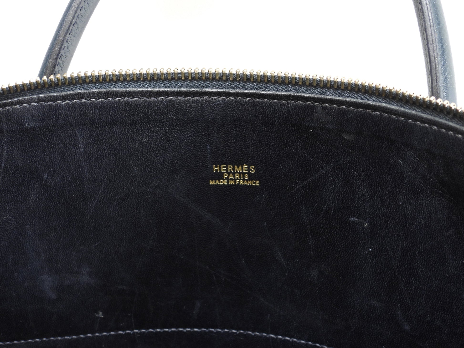 エルメス ボリード35 クシュベル紺 ゴールド金具 s付ハンドバッグ トートバッグ@□D