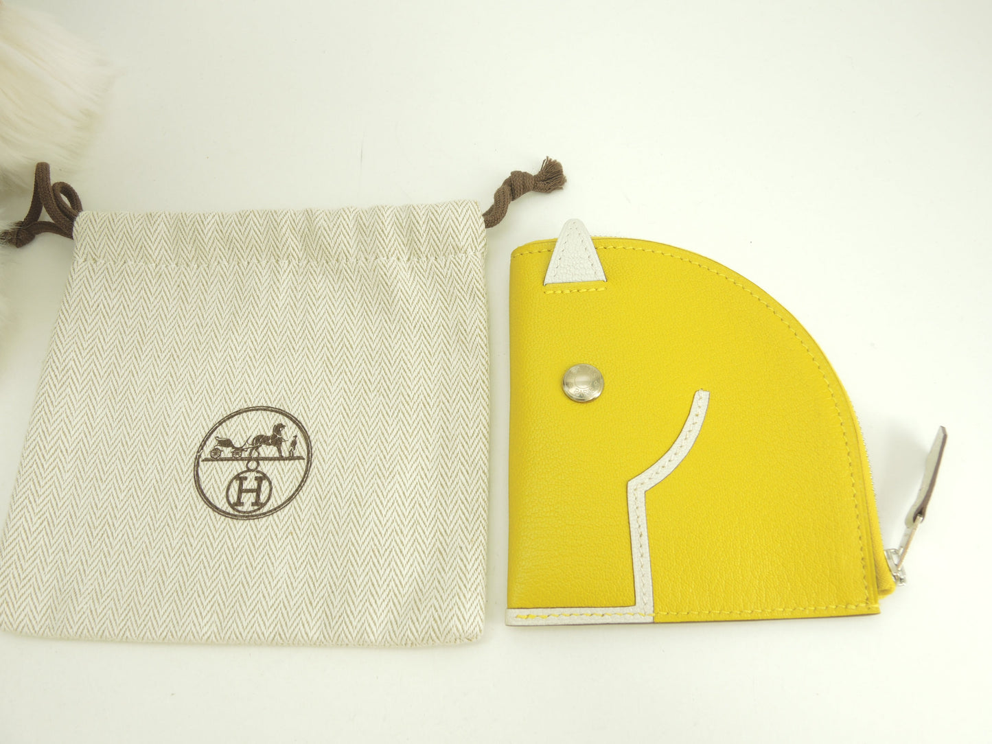 Hermès Paddock Wallet Chèvre Giallo/Bianco Portamonete Porta Carte Mai Usato@U 8